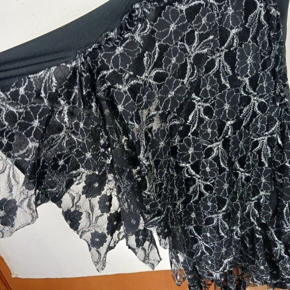 Black Cat Fashion Silk Blend Metallic Lace Midi Dress L Grunge - Picture 3 of 12